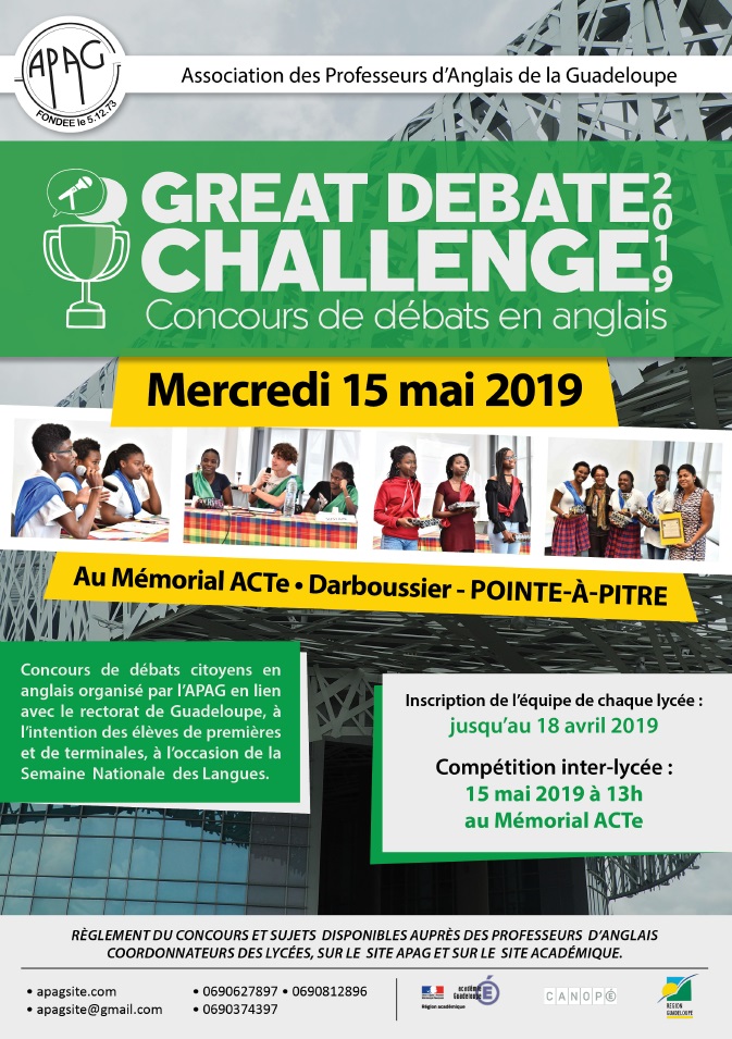 Affiche du Great Debate Challenge 2019