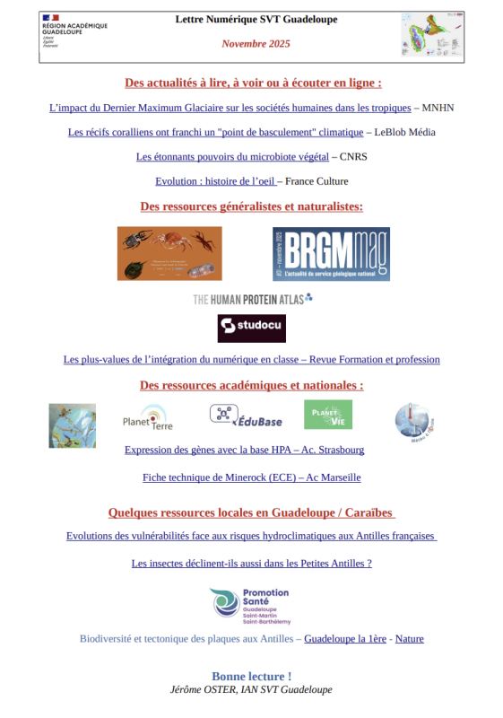 Lettre Num SVT Guadeloupe Nov. 2025