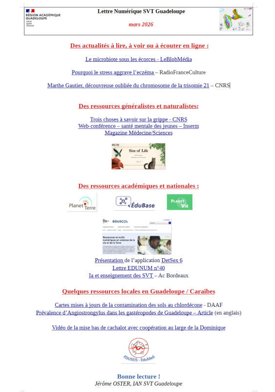 Lettre Num SVT Guadeloupe mars 2026