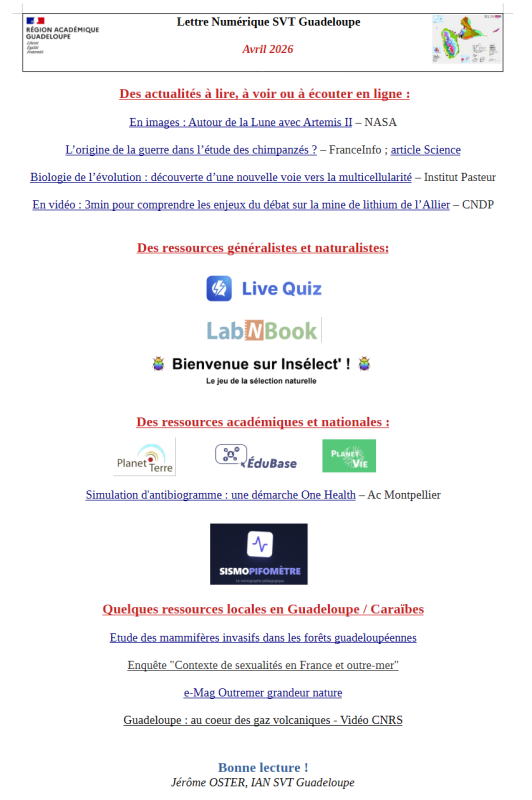 Lettre Num SVT Guadeloupe Avril 2026