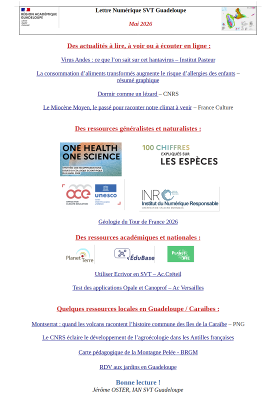 Lettre Num SVT Guadeloupe Mai 2026