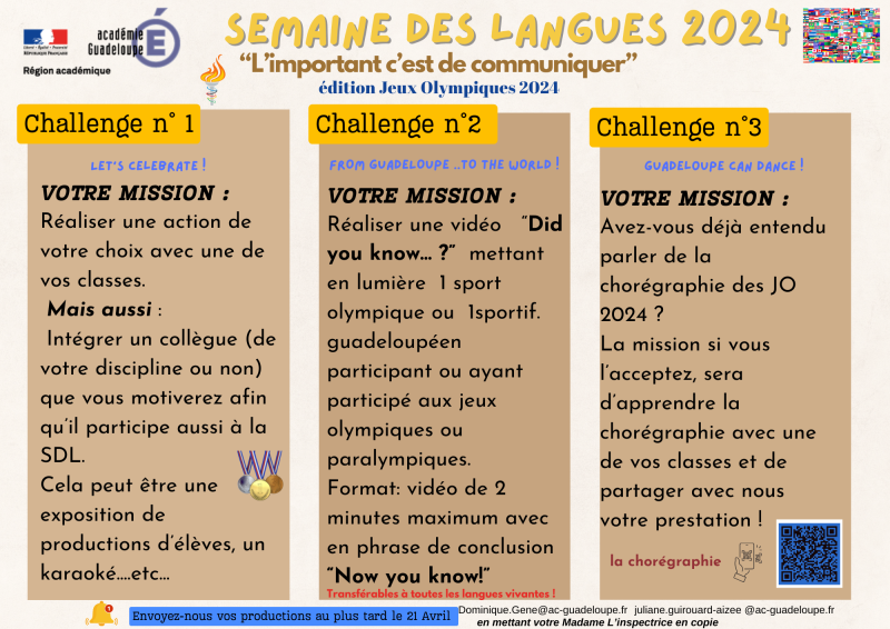 SEMAINE DES LANGUES 2024 : RELEVEZ L'UN DES DEFIS ACADEMIQUE