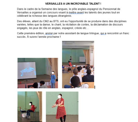 VERSAILLES A UN INCROYABLE TALENT !