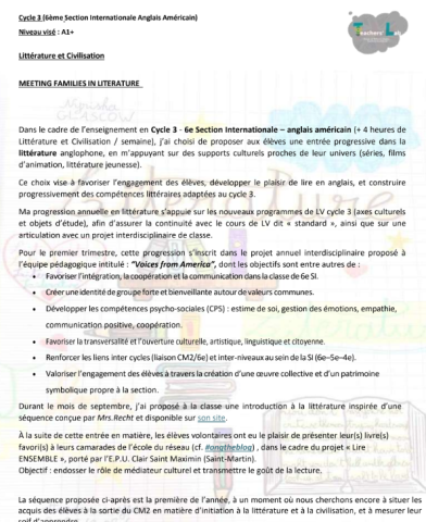 Visuel séquence Families in Literature