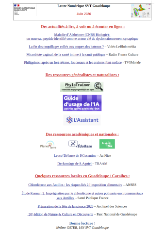 Lettre Num SVT Guadeloupe juin 2026