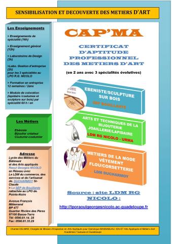 CAPMA (Certificat d’Aptitude Professionnel aux Métiers d’Arts) 