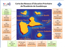 Carte des REP et REP+ de l'Académie de La Guadeloupe